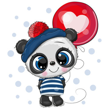 Cute Cartoon Panda with Balloon