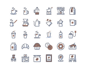 Coffee Shop Icon Set.