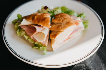 ham cheese sandwich with salad