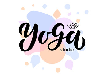 Fototapeta na wymiar Yoga studio hand drawn lettering.