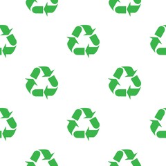 Obraz premium The sign of the three arrows, means recycling. Seamless Wallpaper pattern. The ability to stretch to any size in all directions without loss of quality. Vector illustration. 