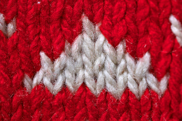 Hand-knitted wool knitted fabric close-up