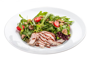 Salad with turkey Sous Vide and French chestnut under Narsharab sause