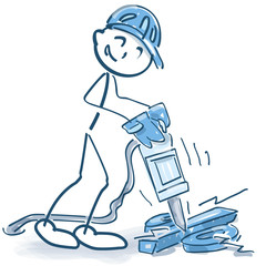 Strichmännchen mit einen Schlagbohrer und Prozente