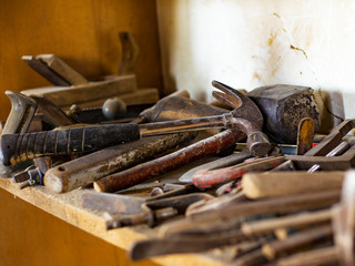 shelf with old tools