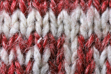 Hand-knitted wool knitted fabric close-up