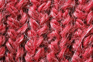 Hand-knitted wool knitted fabric close-up