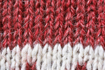 Hand-knitted wool knitted fabric close-up