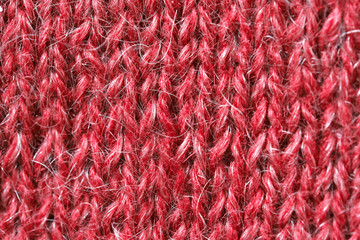 Hand-knitted wool knitted fabric close-up