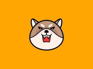 Shiba Inu head vector on orange background