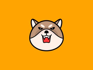 Shiba Inu head vector on orange background