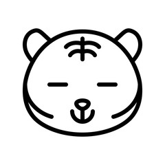 Cute Tiger emoticon, line style vector illustration