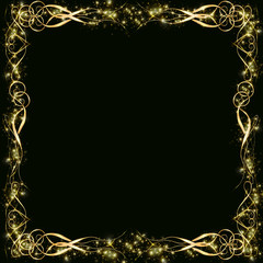 Vector golden frame with hearts effects of light. Preparation for postcard Christmas wedding