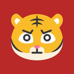 Cute Tiger emoticon, flat style vector illustration