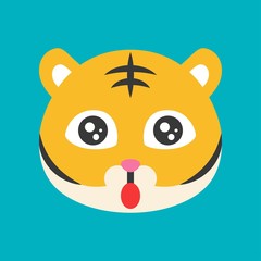 Cute Tiger emoticon, flat style vector illustration