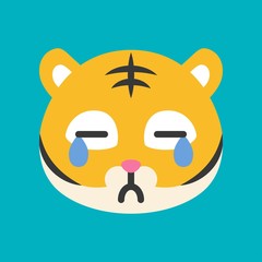 Cute Tiger emoticon, flat style vector illustration