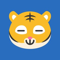 Cute Tiger emoticon, flat style vector illustration