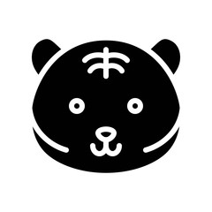 Cute Tiger emoticon, solid style vector illustration