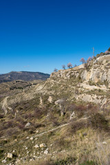 Path through the mountain next to the town of Morella