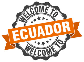 Fototapeta premium Ecuador round ribbon seal