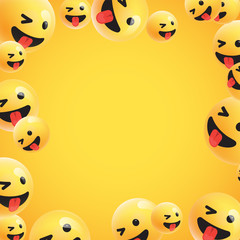 Group of high detailed yellow emoticons, vector illustration