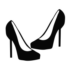  isolated black white silhouette shoes