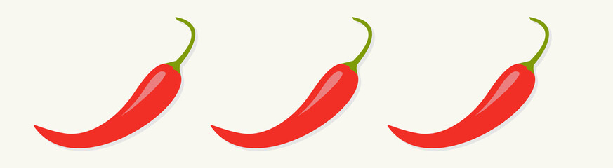 Hot Red Chili Jalapeno Pepper Icon set line. Isolated. White background. Border decoration element. Flat design.