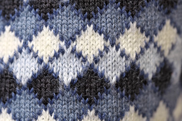 Machine wool knitted fabric close-up
