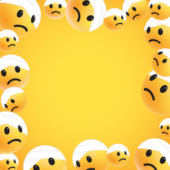 Group of high detailed yellow emoticons, vector illustration