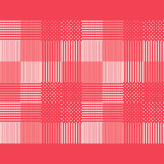 Trendy seamless pattern designs. A mosaic of stripes and polka dots with the old texture. Vector geometric background. Can be used for wallpaper, textile, invitation card, wrapping, web page backgroun