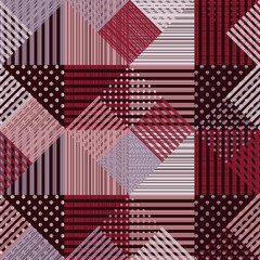 Naklejka premium Trendy seamless pattern designs. A mosaic of stripes and polka dots with the old texture. Vector geometric background. Can be used for wallpaper, textile, invitation card, wrapping, web page backgroun