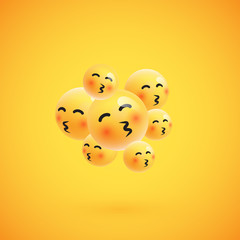 Group of high detailed yellow emoticons, vector illustration