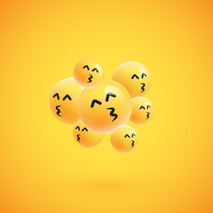 Group of high detailed yellow emoticons, vector illustration