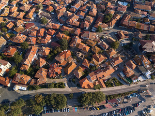 Obraz premium Aerial view of old Nessebar ancient city on the Black Sea coast of Bulgaria