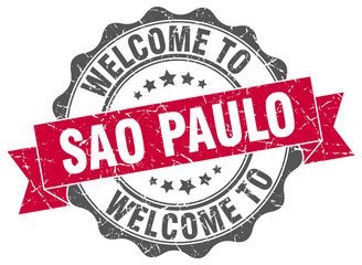 Obraz premium Sao Paulo round ribbon seal