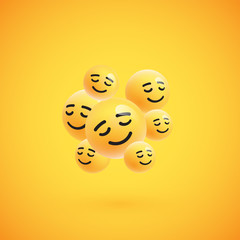 Group of high detailed yellow emoticons, vector illustration