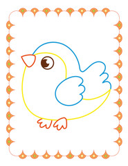 Coloring Book Of Cute Sparrow Bird On Spring