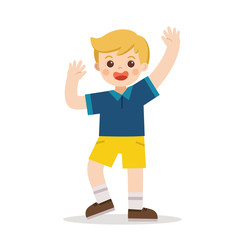 A boy jumping on the background. Vector illustration.