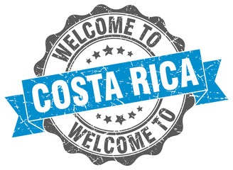 Obraz premium Costa Rica round ribbon seal