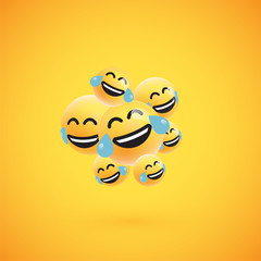 Group of high detailed yellow emoticons, vector illustration