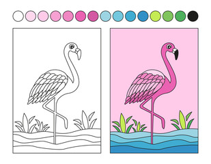Cute Coloring Motive. Book Page with Color Concept.