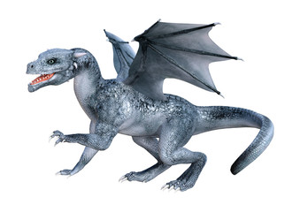 3D Rendering Fairy Tale Dragon on White