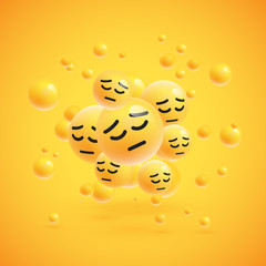 Group of high detailed yellow emoticons, vector illustration