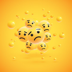 Group of high detailed yellow emoticons, vector illustration