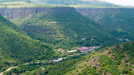 Alaverdi, Armenia - Jun 11 2018- Panorama View from Kayan Fortress in Alaverdi, Lori, Armenia.