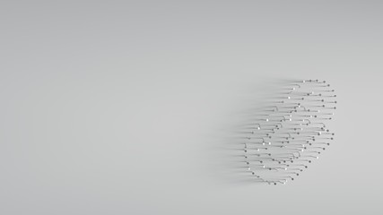 3D rendering various metal nails in shape of paperclip