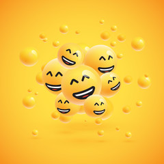 Fototapeta premium Group of high detailed yellow emoticons, vector illustration