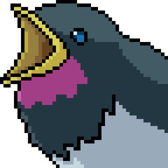 vector pixel art bird head