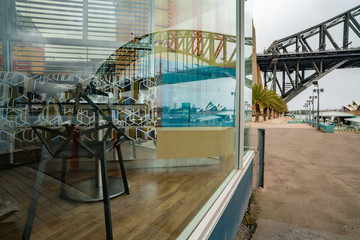 Fototapeta premium reflection of the city in the window