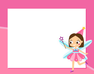 fairy frame design template for photos, children diplomas, kids certificate, invitations, scrapbook and etc